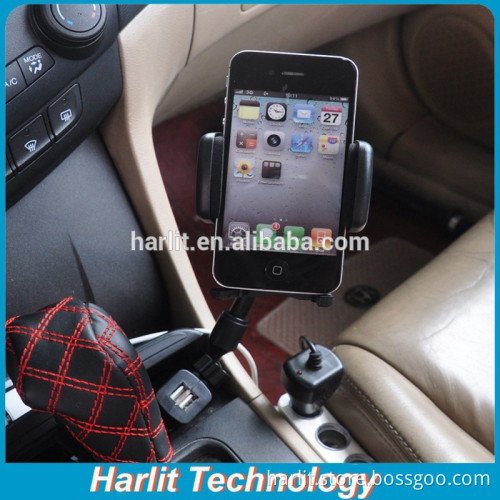 2 USB Port DC Car Charger Rotating Mount Stand Holder For Smart Phone and Tablet PC